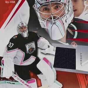 Connor Hellebuyck 2023-24 SP Game Used Hockey Jersey Card 2026 TEAM USA GOALIE